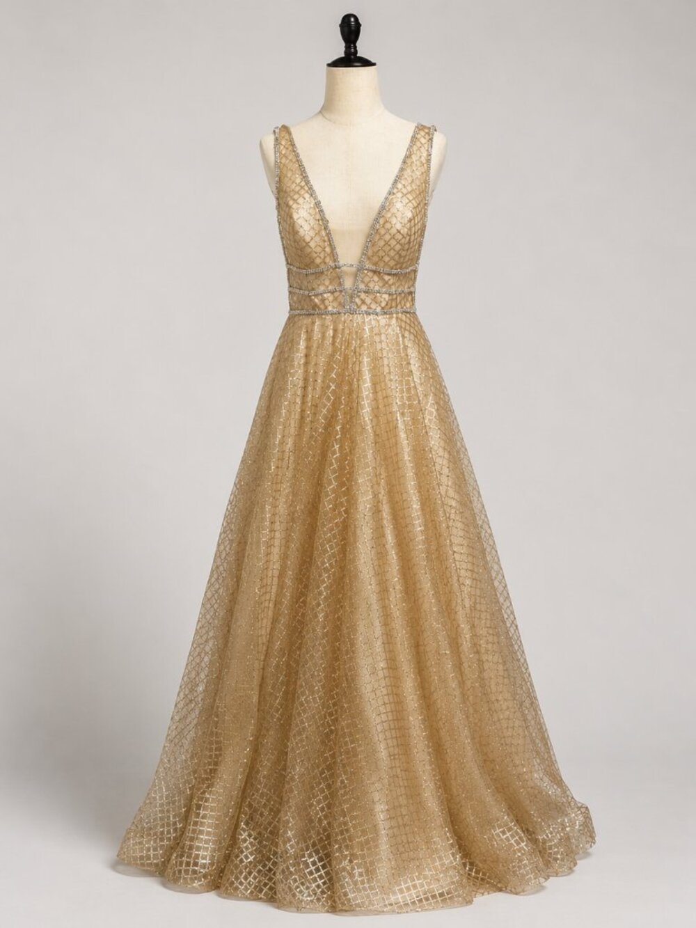 Mac Duggal Gold Beaded Evening Gown Size 6